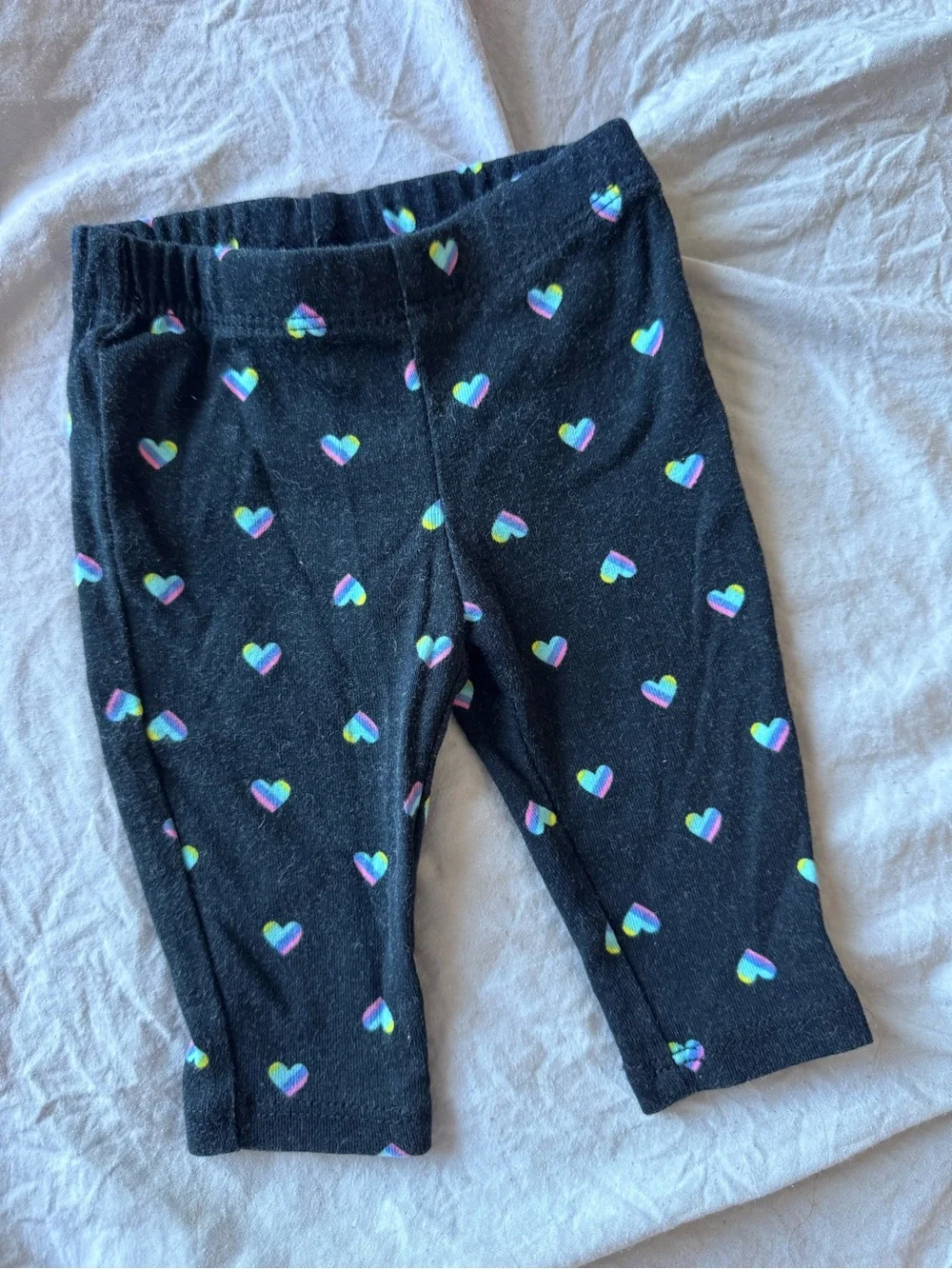Carter's Black Leggings with Rainbow Heart Print